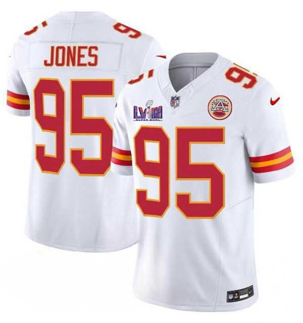 Men & Women & Youth Kansas City Chiefs #95 Chris Jones White 2024 F.U.S.E. Super Bowl LVIII Patch Vapor Untouchable Limited Jersey->kansas city chiefs->NFL Jersey